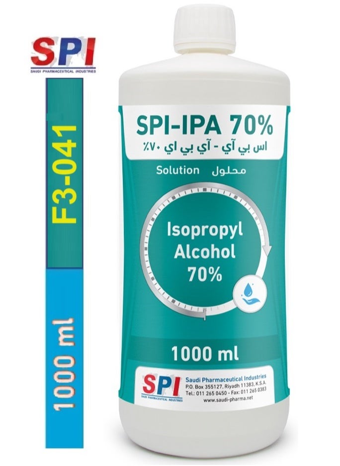 SPI Pure Isopropyl Alcohol 70% Disinfectant and Sanitizer Solution for First Aid Maximum Hand Protection for Daily Protection Against Dangerous Virus Types 1000ml  - Image 1