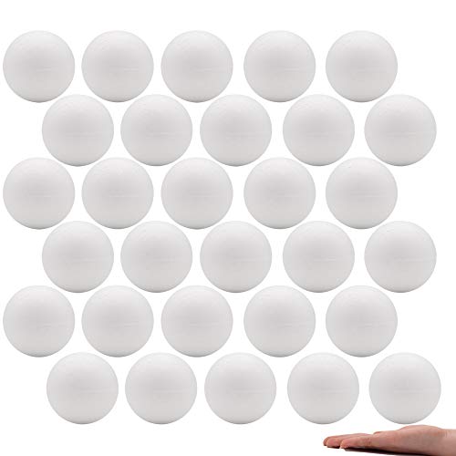 Crafare 3 Inch White Craft Foam Balls Bulk 40 Pack Smooth Polystyrene Round Foam Balls for Holiday Crafts Drawing and School Modeling DIY Projects Ornaments Decorations - Image 1