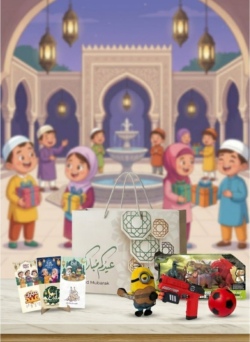 Dinosaur Planet Eid Mubarak Kids Gift Set with Dinosaur Toy, Mini Backpack, Action Figures and Eid Sticker Pack of 5 - Image 3