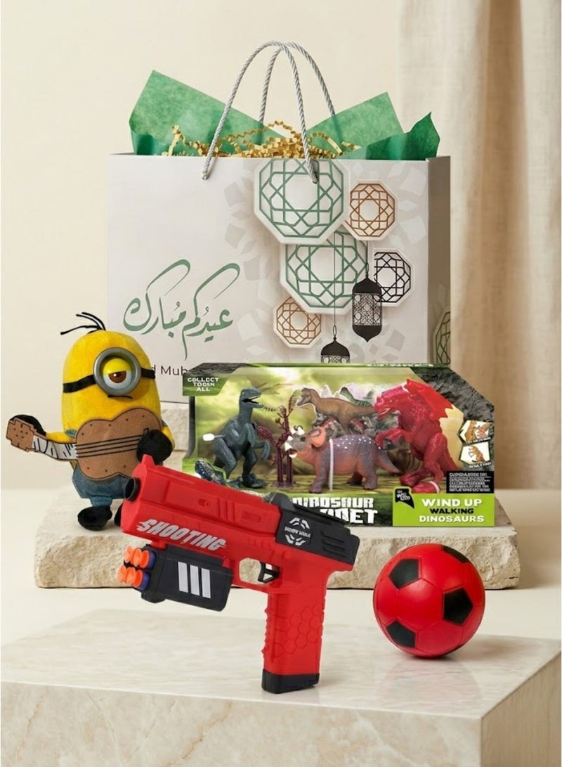 Dinosaur Planet Eid Mubarak Kids Gift Set with Dinosaur Toy, Mini Backpack, Action Figures and Eid Sticker Pack of 5 - Image 2