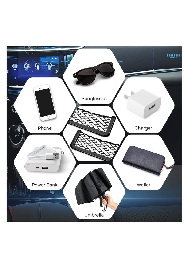 Car Storage Net Bag, 2 Pieces Large Car Mesh Net Bag Holder Car Net Pocket Organizer Car Seat Mesh Pocket Framed Mesh Net Pocket with Screws for Fit in Auto RV