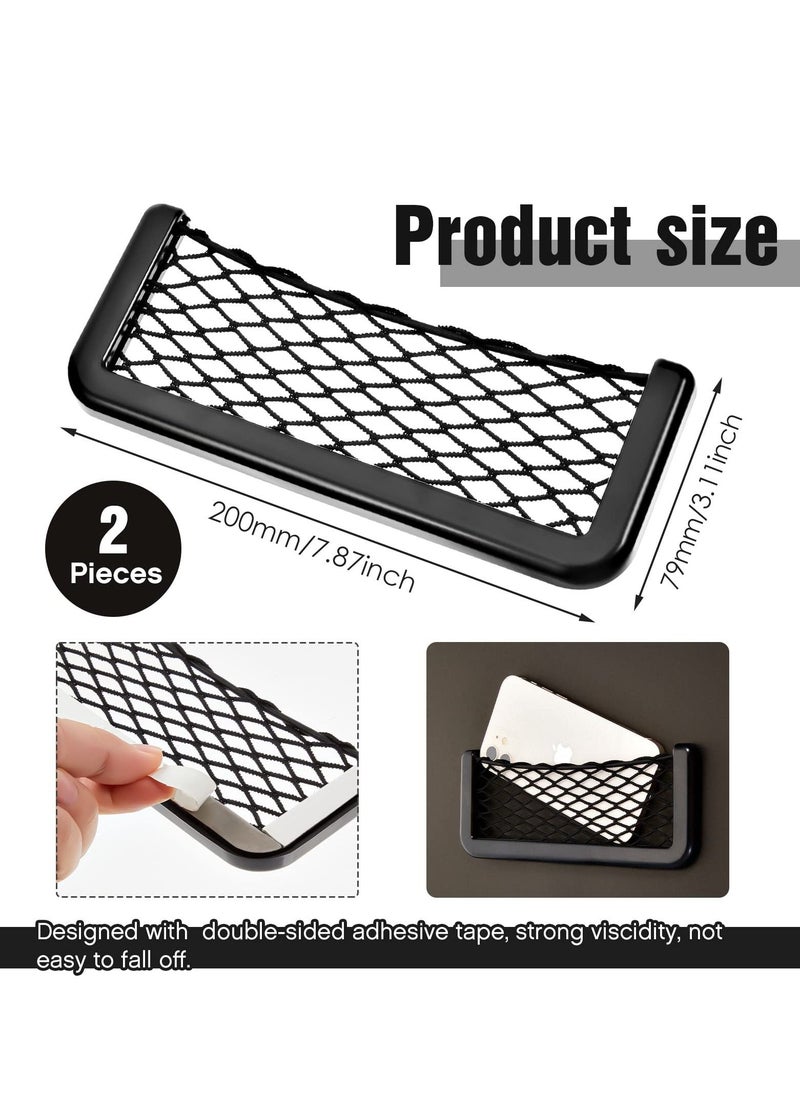 Car Storage Net Bag, 2 Pieces Large Car Mesh Net Bag Holder Car Net Pocket Organizer Car Seat Mesh Pocket Framed Mesh Net Pocket with Screws for Fit in Auto RV