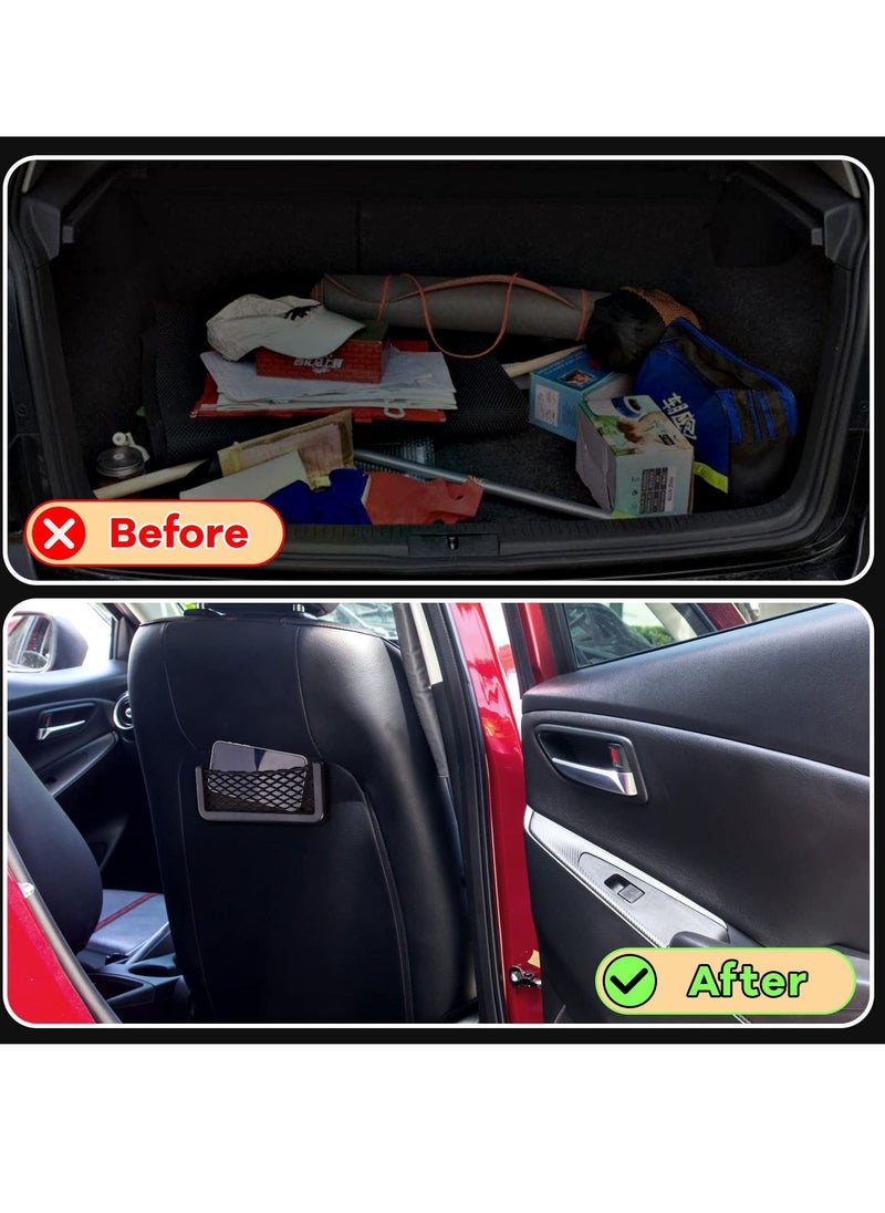 Car Storage Net Bag, 2 Pieces Large Car Mesh Net Bag Holder Car Net Pocket Organizer Car Seat Mesh Pocket Framed Mesh Net Pocket with Screws for Fit in Auto RV