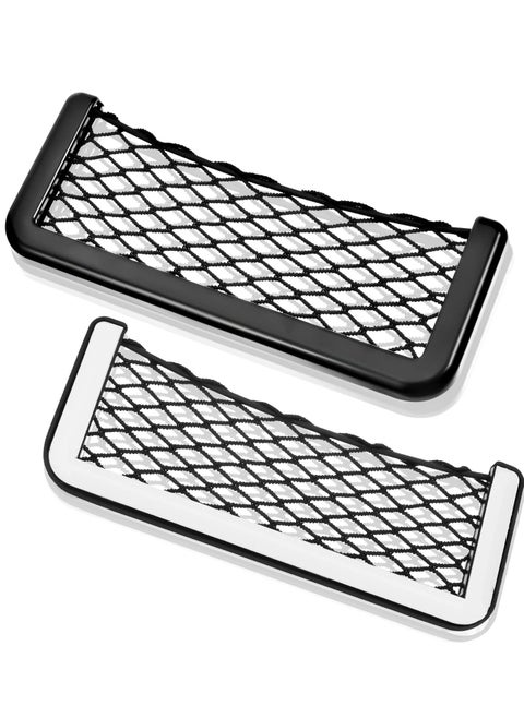 Car Storage Net Bag, 2 Pieces Large Car Mesh Net Bag Holder Car Net Pocket Organizer Car Seat Mesh Pocket Framed Mesh Net Pocket with Screws for Fit in Auto RV