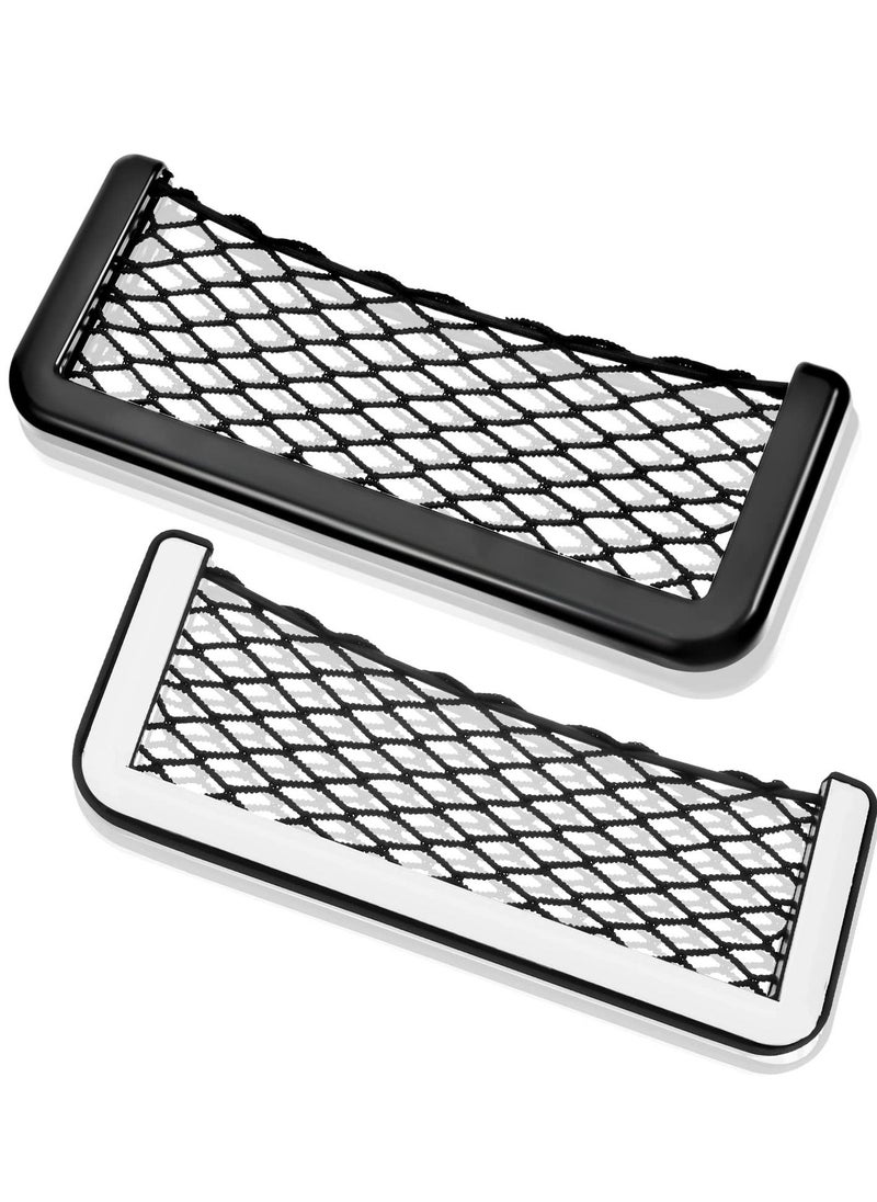 Car Storage Net Bag, 2 Pieces Large Car Mesh Net Bag Holder Car Net Pocket Organizer Car Seat Mesh Pocket Framed Mesh Net Pocket with Screws for Fit in Auto RV