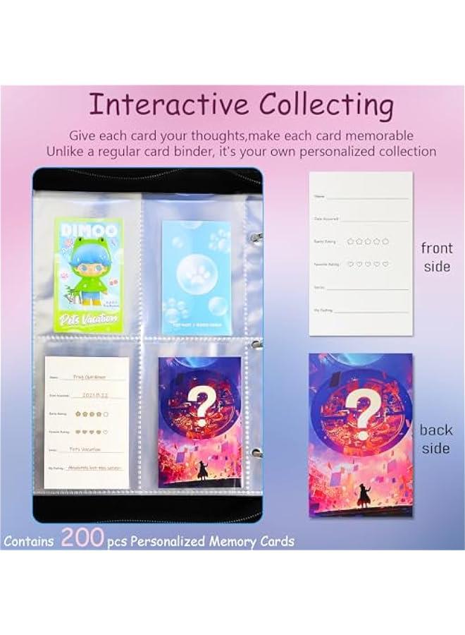 Arabest Card Binder for Skullpanda Labubu Blind Box- 200 Pockets Blind Box Card Ablum with 200 PCS Personalized Memory Cards, Mini Figure Collectible Card Collector Cards Holder for Blind Box Cards Collection  - Image 3