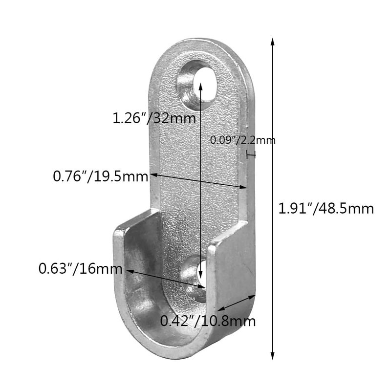 Alamic Oval Closet Rod End Supports with Mounting Screws for 15 x 30mm Rods - 12 Pack - Image 2