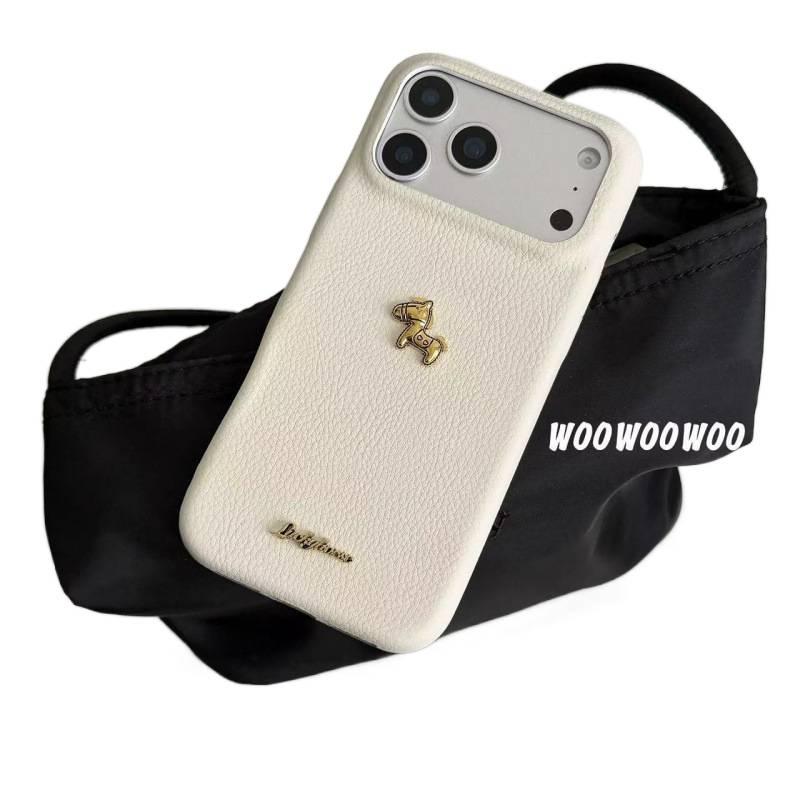 غطاء واقي بسيليكون لـ iPhone 15 / 15 Plus / 15 Pro / 15 Pro Max مع نقش الحصان وملمس الجلد مع مقاوم للصدمات مع قبضة مضادة للانزلاق مع حماية من السقوط باللون بني مضاد للانزلاق من ال. - Image 4