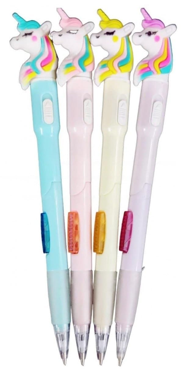 Generic Unicorn Mechanical Pencils Pastel Colors Set of 4 Rainbow Design 