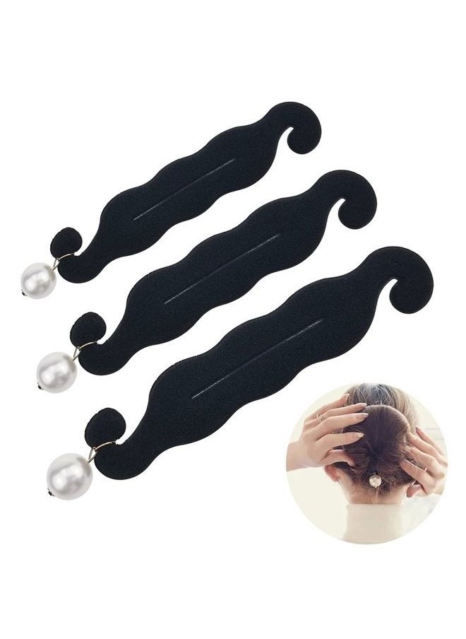 DonLeeving 3 PACK Pearl Hair Bun Maker for Women Lazy Hair Curler Bun Clips Magic Beauty Hair Hairstyle Foam Sponge Donut Maker Ponytail Bun Maker Twister Hairstyle Styling Tool Accessories  - Image 1