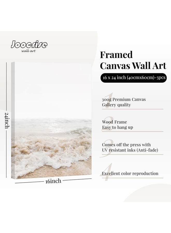 Joocrise Beach Wall Art Boho Prints Coastal Canvas Wall Art Beach Pictures Pampas Grass Ocean Poster Plant Landscape Beach Scene Artwork for Living Room Bedroom Decor 16x24x3 Inch Wrapped Canvas - Image 2