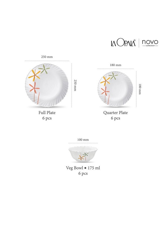 La Opala Novo Collection Opal Glass Crockery | for Family of 6 | Dinner Set 18 pcs Autumn Flower | Plates & Bowls for Dining | Microwave Safe | 100% Vegetarian | Extra Strong | Light & White - Image 3