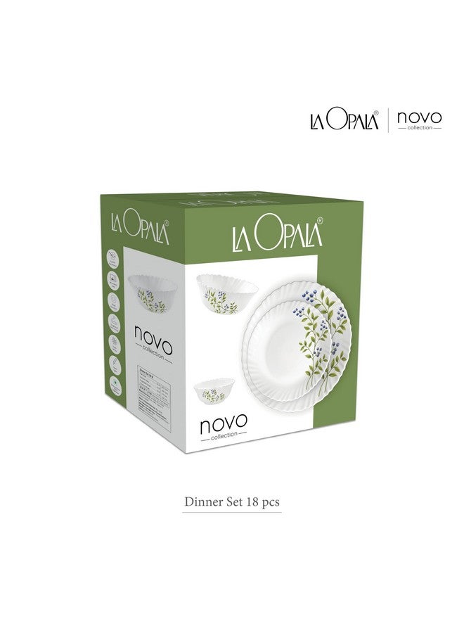 La Opala Novo Collection Opal Glass Crockery | for Family of 6 | Dinner Set 18 pcs Autumn Flower | Plates & Bowls for Dining | Microwave Safe | 100% Vegetarian | Extra Strong | Light & White - Image 5
