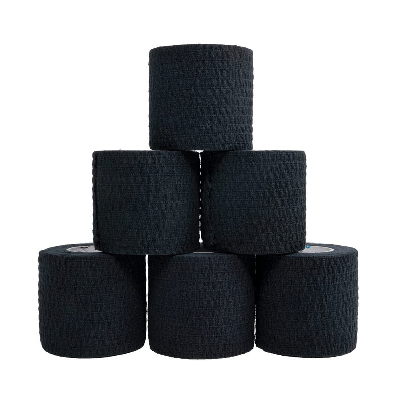 OLY GRIP شريط أولي جريب لرفع الأثقال، شريط رياضي مرن للاستخدام على المعصم واليد، 6 لفات، أسود - Image 1
