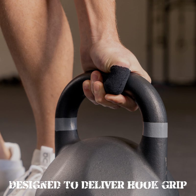 OLY GRIP شريط أولي جريب لرفع الأثقال، شريط رياضي مرن للاستخدام على المعصم واليد، 6 لفات، أسود - Image 5