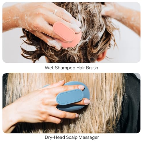 PHOVSUV 2pcs Shampoo Brush Hair Scalp Massager,100% Silicone Scalp Scrubber,Scalp Exfoliator for Stress Relax Hair Growth(Blue+Orange) - Image 5