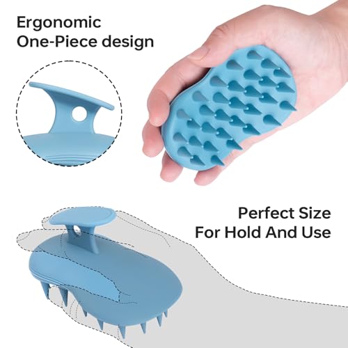 PHOVSUV 2pcs Shampoo Brush Hair Scalp Massager,100% Silicone Scalp Scrubber,Scalp Exfoliator for Stress Relax Hair Growth(Blue+Orange) - Image 2