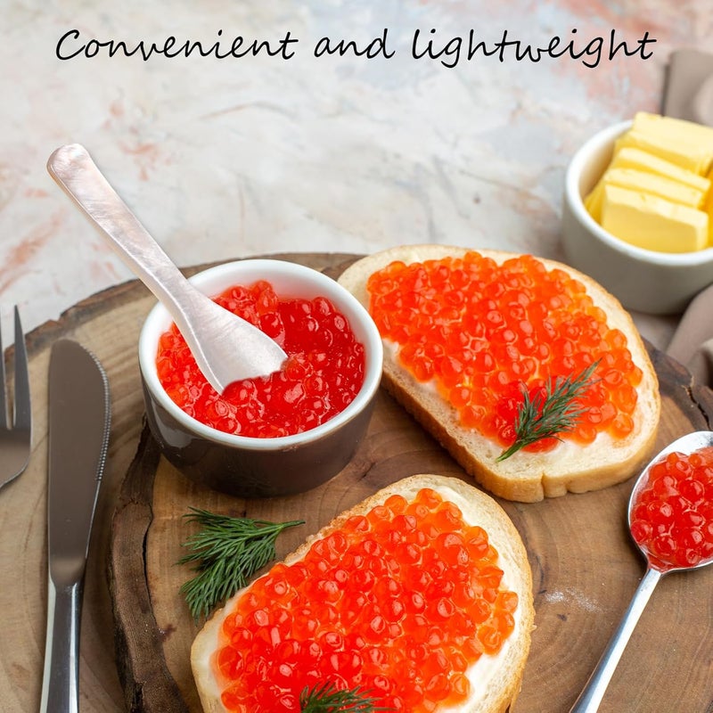 Ajcotahm 2Pcs Caviar Spoons, 3.5 Inch Mother of Pearl Spoon Hand Craft Shell Spoon for Caviar, Ice Cream, Eggs, Coffee, Salt, Jam, Restaurant Serving - Image 4
