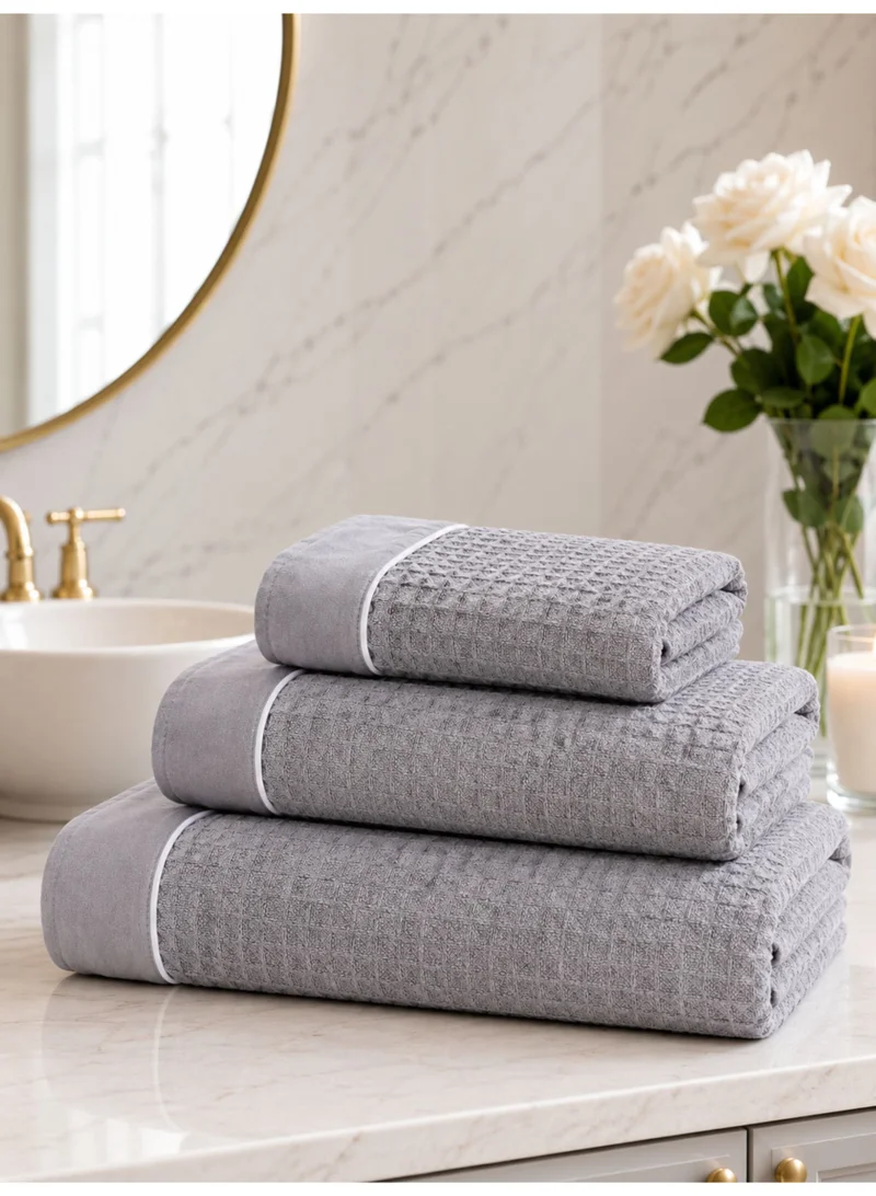 Donetella Towel Set (Pack of 3) – Microfiber 310 GSM Waffle Weave Ultra Soft Quick Dry Highly Absorbent Bathroom Towels with Bath Sheet, Bath Towel & Hand Towel