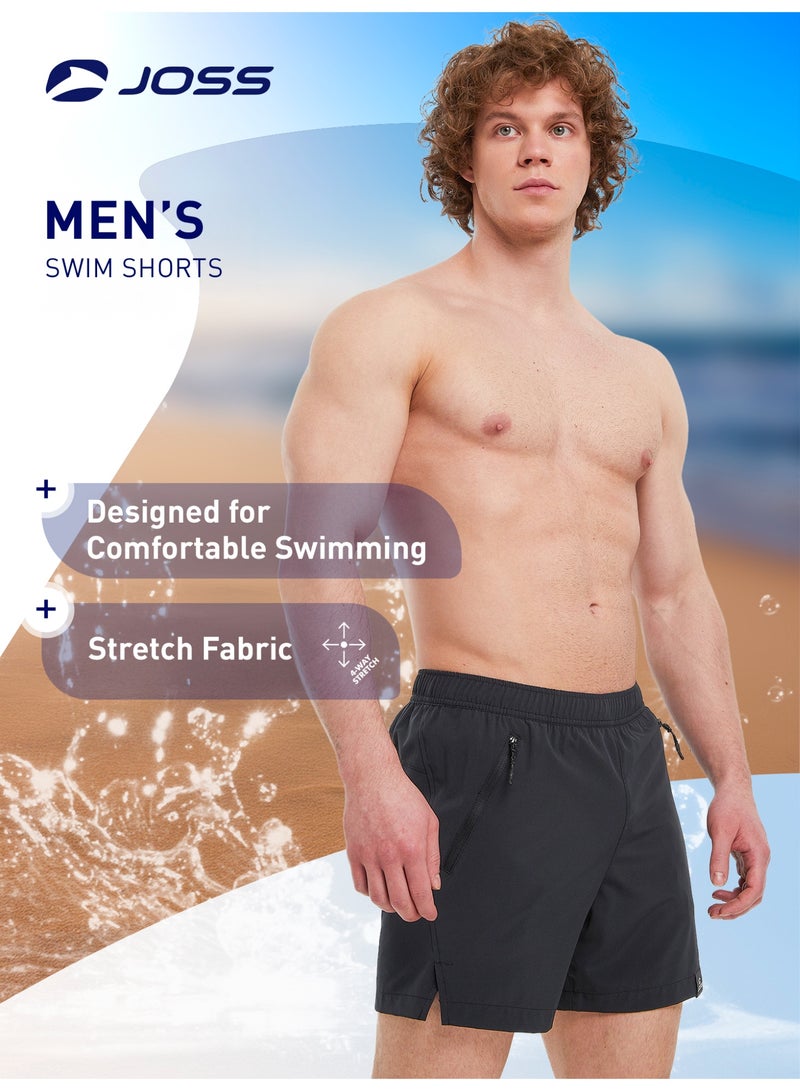 Joss Men's Swimming Shorts Black – Quick-Drying, Adjustable Waistband, 2 Pockets, Inner Support for Comfort, Ideal for Beach & Pool - Image 2