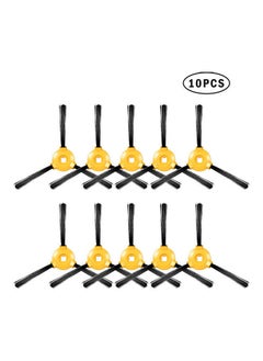 NIBEMINENT 10-Piece Replacement 3-Armed Side Brushes For Ecovacs Deebot N79 N79S Robotic Vacuum Cleaner H22455-10-KM Black/Yellow  - Image 1