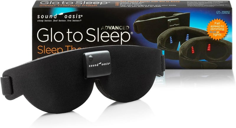 Sound Oasis قناع العين المتقدم للنوم، مساعد النوم الليلي للبالغين للرجال والنساء، نوم عميق REM، استرخاء، إضاءة حمراء وزرقاء، تقنية تعزيز النوم الحاصلة على براءة اختراع تساعدك على النوم بسرعة.