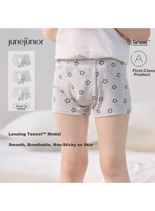 Junejunior Boys And Girls Modal 7a Mulberry Silk Antibacterial Children's Boxer Briefs 3-pack - Image 1