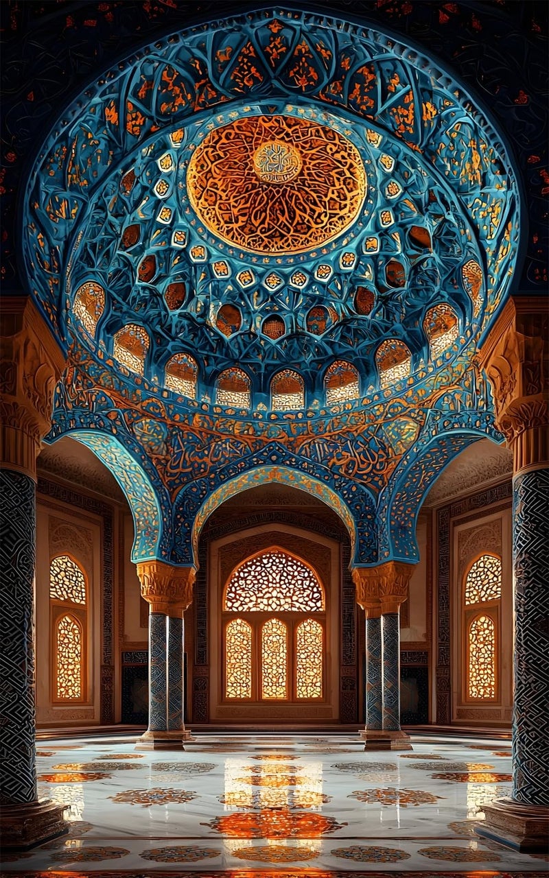 Backdropon Interior Palace Architecture Vintage Art Photography Backdrops Curtain Cloth Birthday Background Seamless Photo Booth Prop Backdrop Size 8Feet Height & 5Feet Width(8 * 5) - Image 5