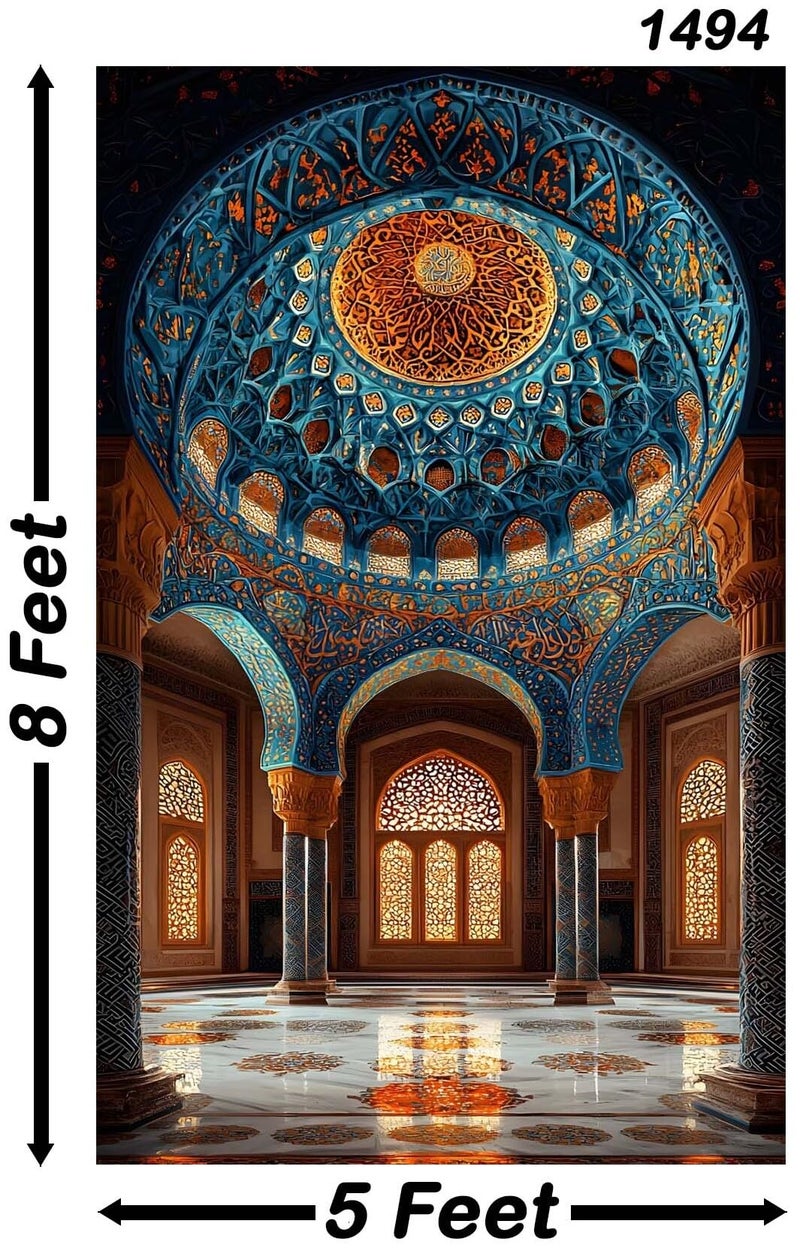 Backdropon Interior Palace Architecture Vintage Art Photography Backdrops Curtain Cloth Birthday Background Seamless Photo Booth Prop Backdrop Size 8Feet Height & 5Feet Width(8 * 5) - Image 2