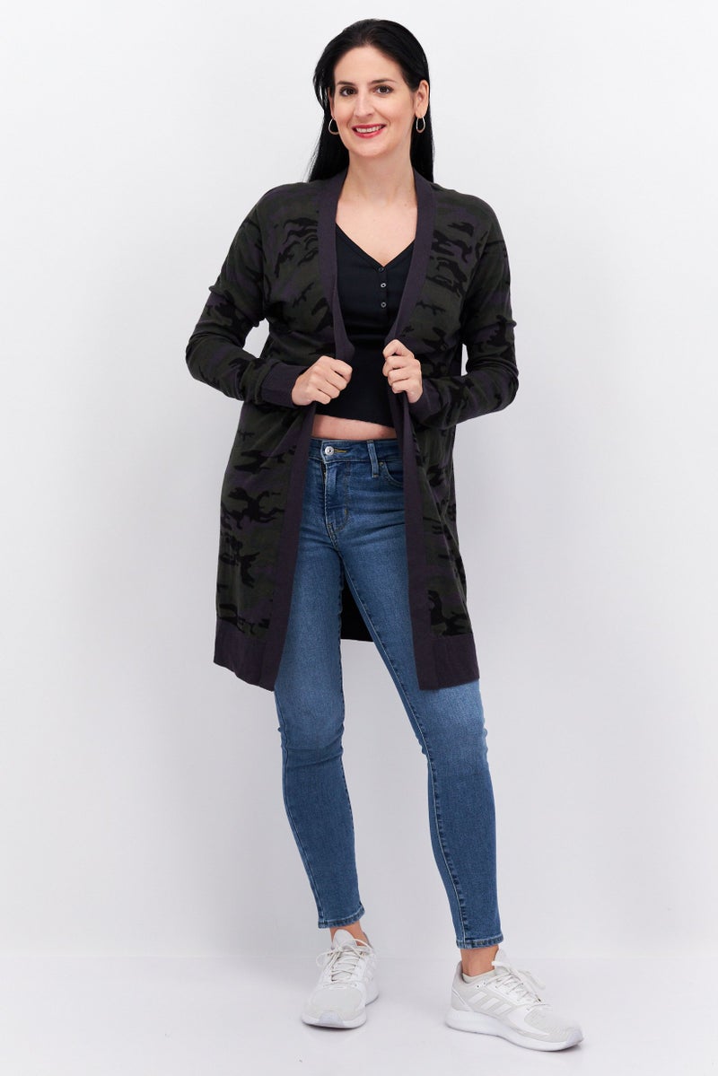 Sanctuary Women Open Front Long Sleeve Camouflage Cardigan, Grey Combo - Image 3