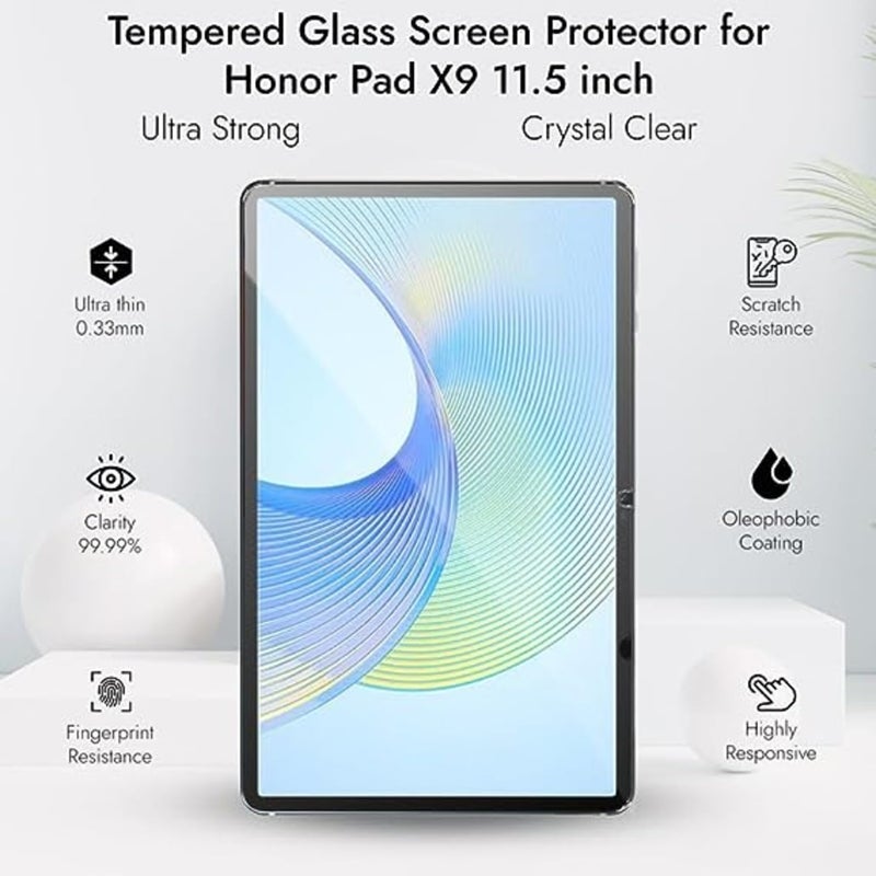 SPCORE Anti Scratch And Smudge Proof Tempered Glass Full Screen Protector For Honor Pad X9 11.5 Inch Tablet - Pack Of 1 - Image 4