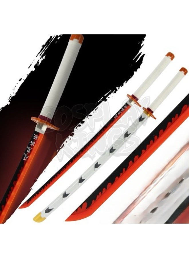 O8.design Anime | Kyojuro Rengoku Sword Replica (1:1 Scale) | High-Quality Carbon Steel, Non-Sharpened Prop for Cosplay & Collectors - Image 1