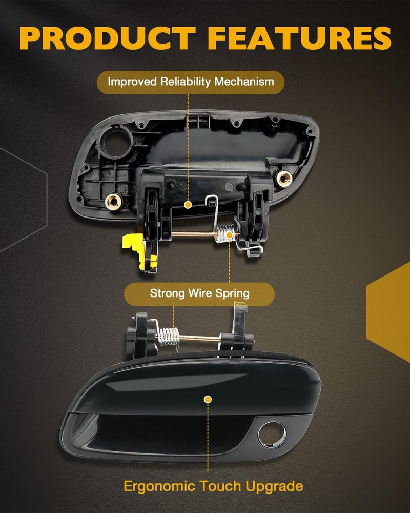 Gledewen Door Handle Set (8PCS), Compatible with 2001-2006 Hyundai Elantra, Interior & Exterior Front & Rear Left Driver & Right Passenger Side, Replaces# 826602D000, 80687, 80688, 80689, 80690, 83452, 83453 - Image 4