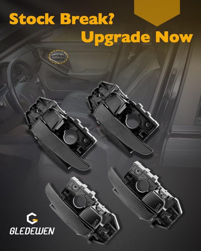 Gledewen Door Handle Set (8PCS), Compatible with 2001-2006 Hyundai Elantra, Interior & Exterior Front & Rear Left Driver & Right Passenger Side, Replaces# 826602D000, 80687, 80688, 80689, 80690, 83452, 83453 - Image 5