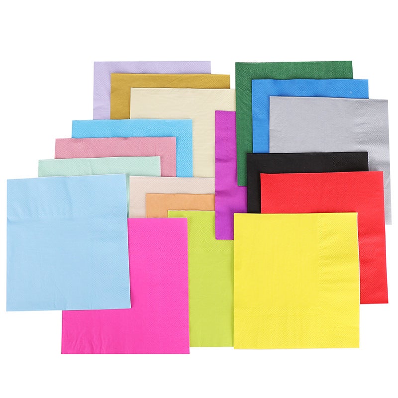 Spot 25Cm * 25Cm Monochrome Plain Color Double Layer Printing Paper Towel Printing Napkin Creative Paper Towel Facial Tissue - Image 3