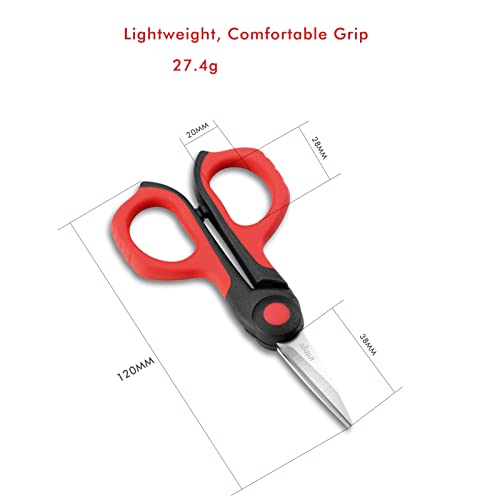 LIVINGO 4.5” Small Sharp Embroidery Scissors, Precise Detail Pointed Tip Stainless Steel Shears for Cutting Fabric, Needlework Thread Yarn Craft Sewing, Scrapbook, Paper, 2 Pack Red/Black - Image 2