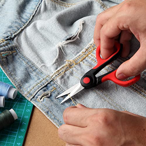 LIVINGO 4.5” Small Sharp Embroidery Scissors, Precise Detail Pointed Tip Stainless Steel Shears for Cutting Fabric, Needlework Thread Yarn Craft Sewing, Scrapbook, Paper, 2 Pack Red/Black - Image 5