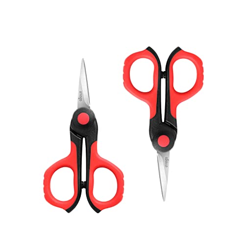 LIVINGO 4.5” Small Sharp Embroidery Scissors, Precise Detail Pointed Tip Stainless Steel Shears for Cutting Fabric, Needlework Thread Yarn Craft Sewing, Scrapbook, Paper, 2 Pack Red/Black - Image 1