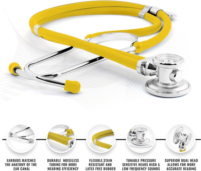 ASA Techmed طقم بداية ممرض EMT: سماعة طبية، جهاز قياس ضغط الدم ومقص EMT 7.5" هدية مثالية للممرضين، طلاب الطب، رجال الإطفاء، الشرطة والاستخدام الشخصي (أصفر) - Image 2