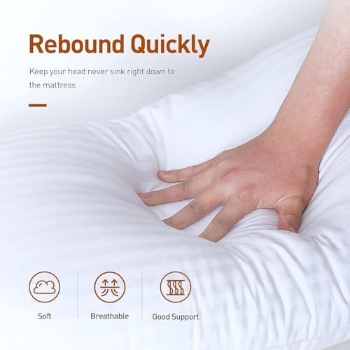 AJISH Stripe White Bed Pillows for Sleeping Standard Size Set of 2, 17 X 27 Inch - Ultra Soft Cooling Hotel Quality - Gusseted Microfiber Pillow for Back, Stomach or Side Sleepers, Easy Care - Image 2