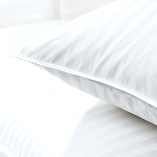 AJISH Stripe White Bed Pillows for Sleeping Standard Size Set of 2, 17 X 27 Inch - Ultra Soft Cooling Hotel Quality - Gusseted Microfiber Pillow for Back, Stomach or Side Sleepers, Easy Care - Image 4