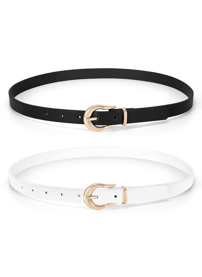 2 Pack Women Skinny Belt Thin Waist Belt Black White With Fashion Gold Buckle For Pants Jeans Dresses - pzsku/Z28063965C0D10FE3B59EZ/45/_/1735566858/cc36eb18-a2ff-4e1e-9fd5-431330aab07e