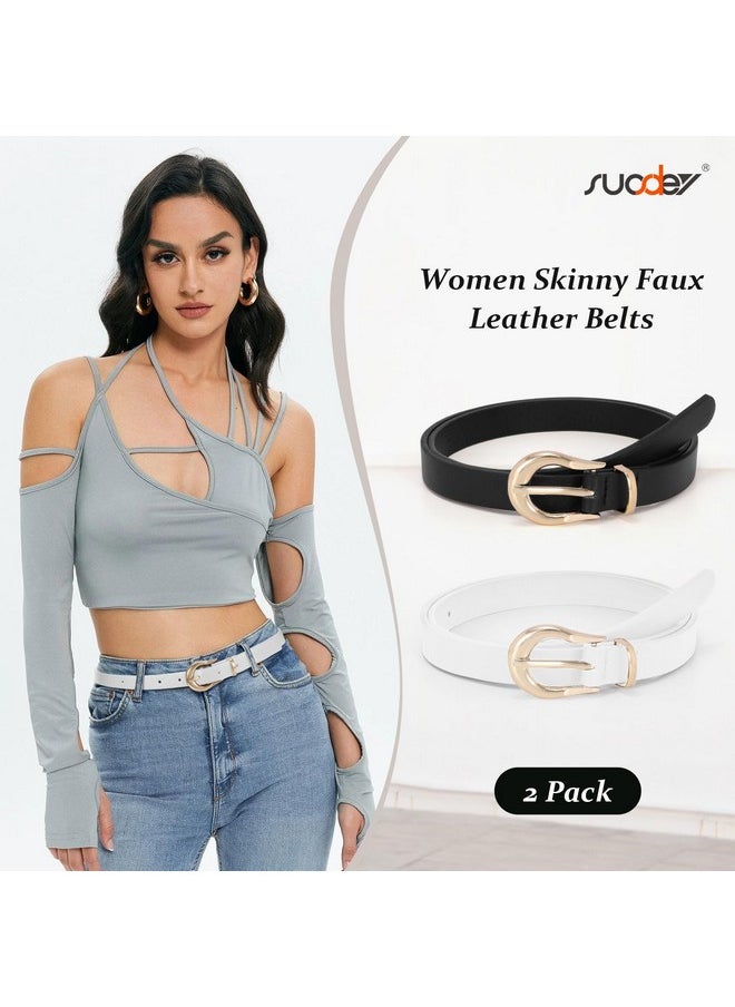 2 Pack Women Skinny Belt Thin Waist Belt Black White With Fashion Gold Buckle For Pants Jeans Dresses - pzsku/Z28063965C0D10FE3B59EZ/45/_/1735567006/2ca4ddf2-a159-4616-96df-0db5b518178a