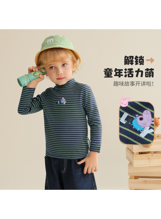 Peppa Pig spring Striped Long-sleeve T-shirt For Boys & Girls - Comfortable Semi-turtleneck Base Layer For Babies - Image 3