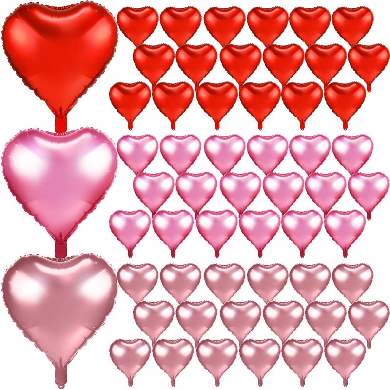 Lunmon 60 Pieces 18 Inch Valentines Day Heart Foil Balloons Bulk Large Love Heart Shaped Balloons for Valentines Day Decorations Room Party PropsRed Pink Rose Gold - Image 3