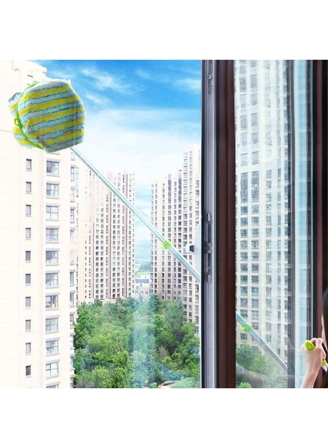 Detachable Telescopic U Shaped Professional Window Cleaning Tool Flexible Outside Double-Sided Glass Cleaner Kit Green GINOTY - Image 5