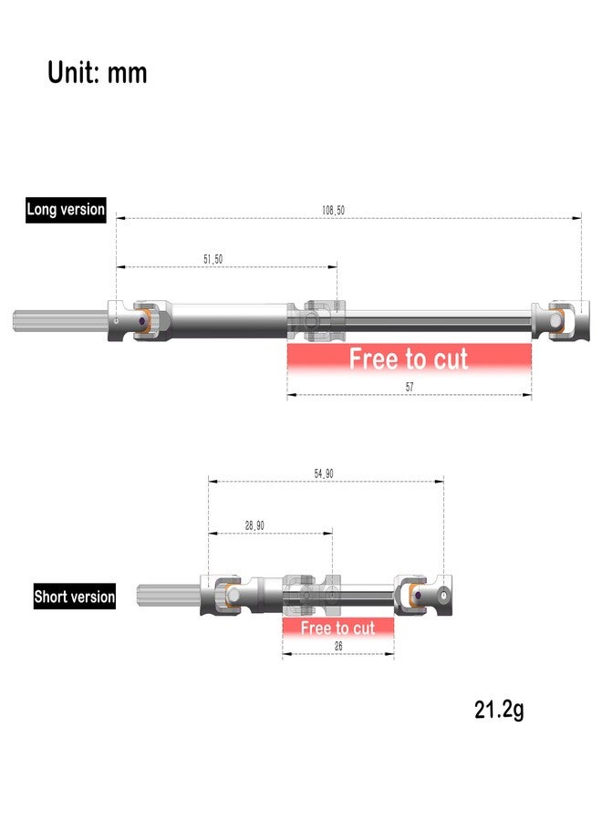 MEUS RACING SCX24 Driveshaft Cut to Length Driveshaft for 1/24 Axial SCX24 RC Crawler Car (Silver) - Image 3