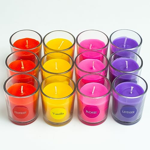 AURA DECOR AuraDecor Set of 12 Fragrance Votive Glass Candles || Aromatheraphy || Corporate Gifting || Aroma Gift Set || Hand Poured Candle || Burn Upto 10 Hour - Image 5