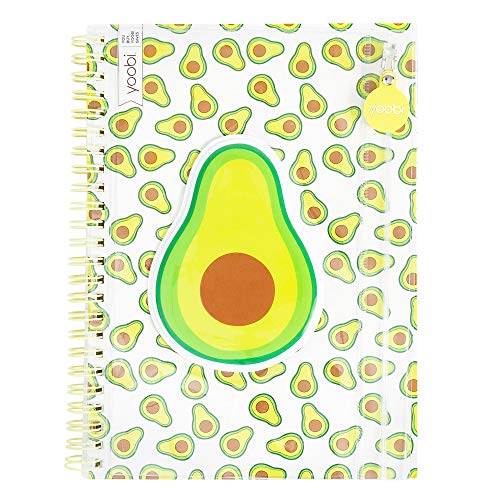 Yoobi College-Ruled Spiral Notebooks with Pencil Zipper Pouches | Fun Green Avacado Print | Cute Rainbow Glitter | 2-Pack | 60 Sheets, Multicolor - Image 5