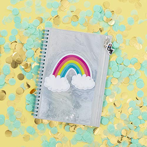 Yoobi College-Ruled Spiral Notebooks with Pencil Zipper Pouches | Fun Green Avacado Print | Cute Rainbow Glitter | 2-Pack | 60 Sheets, Multicolor - Image 4